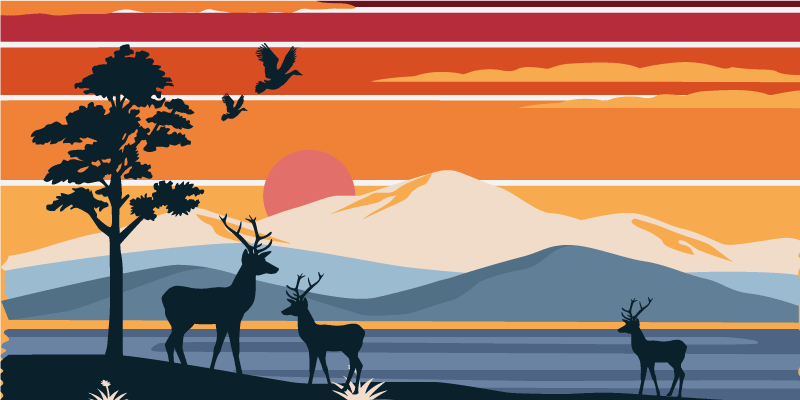 Tapis vinyle nature scène de nature au coucher de soleil - TenStickers