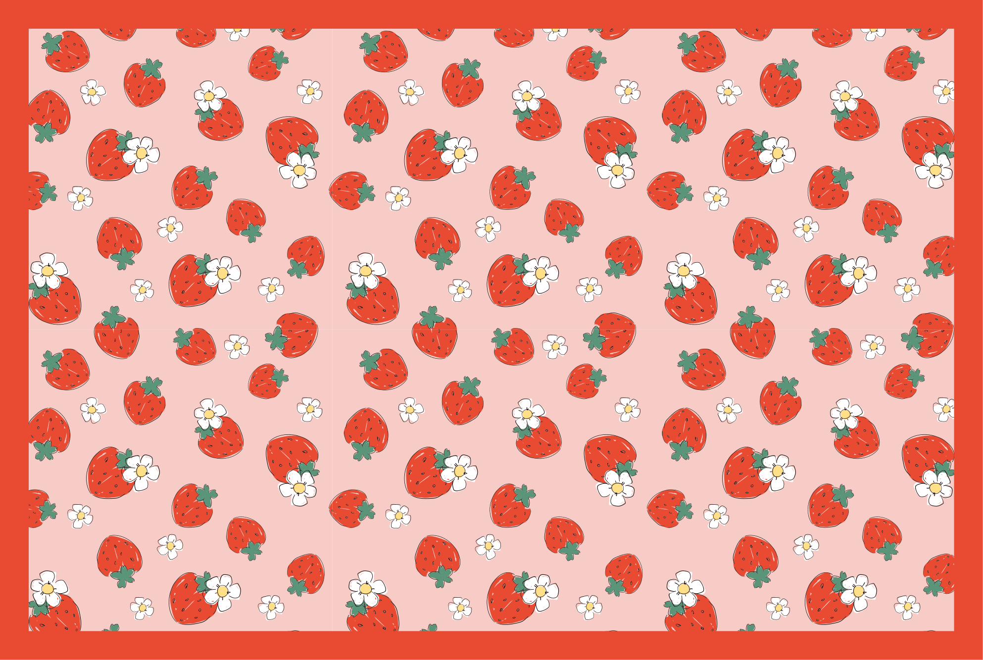 Tapis vinyle plantes motif floral de fraise - TenStickers