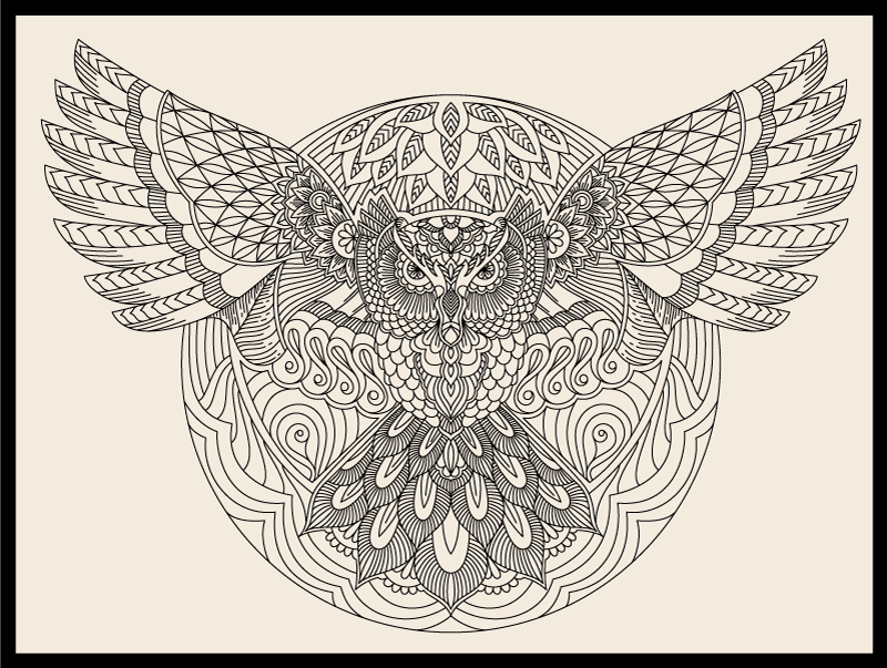 Tapis vinyle mandala motif de hibou élégant - TenStickers