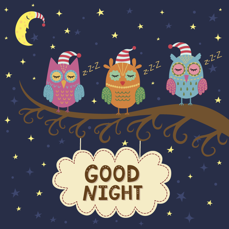 Tapis vinyle animal trio de hiboux endormis - TenStickers