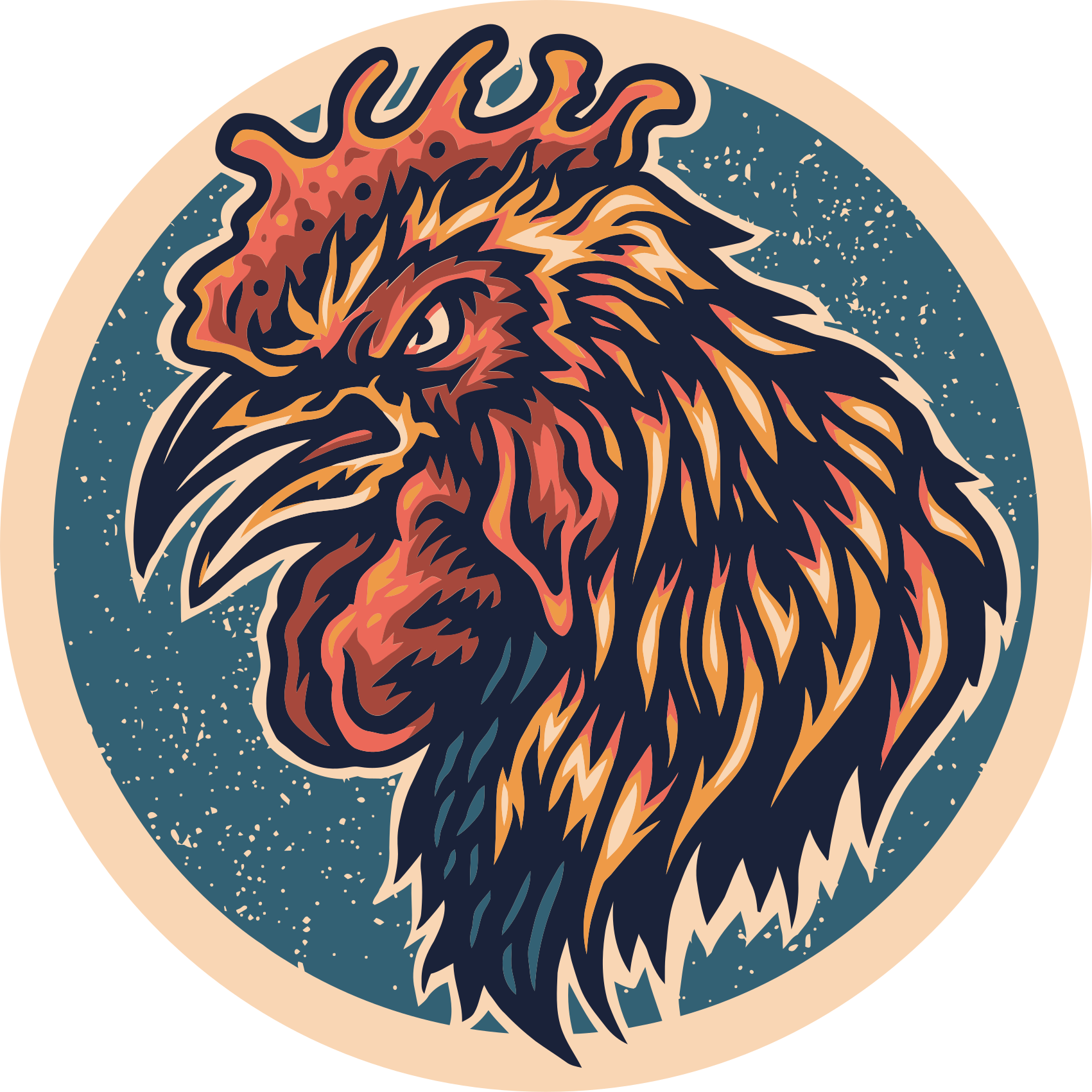 Tapis vinyle ado illustration de tête de coq - TenStickers