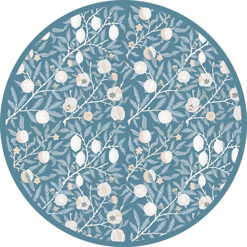 Tapis vinyle rond motif floral - TenStickers