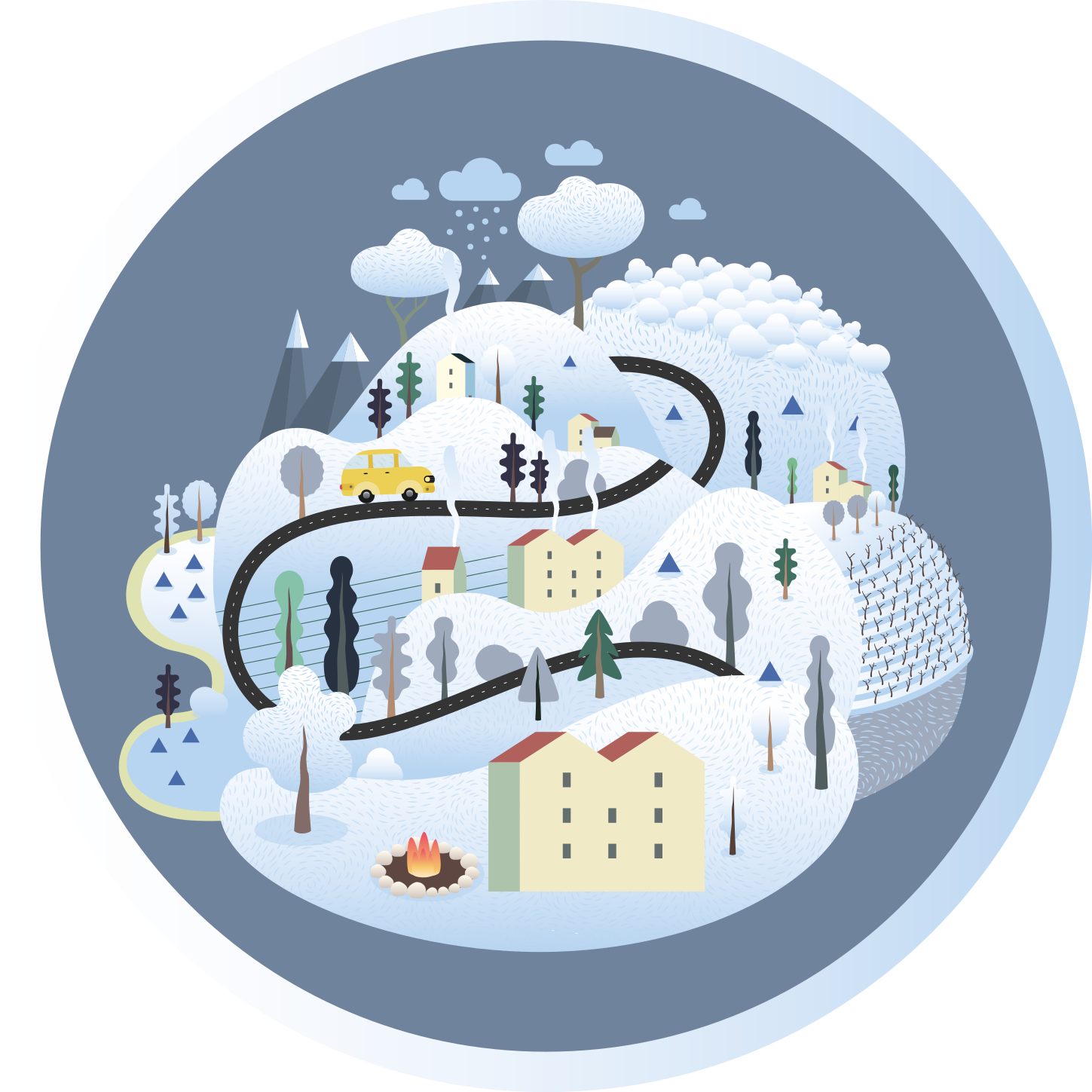 Tapis vinyle route voyage paysager fantaisiste - TenStickers