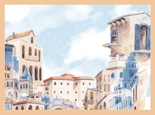 Tapis vinyle chambre paysage urbain côtier - TenStickers