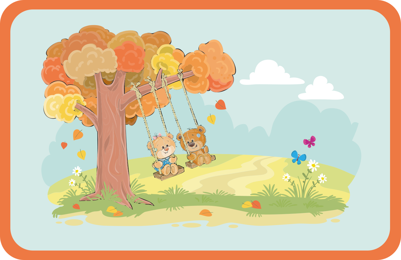 Tapis vinyle pour enfants bébés ours sur des balançoires - TenStickers