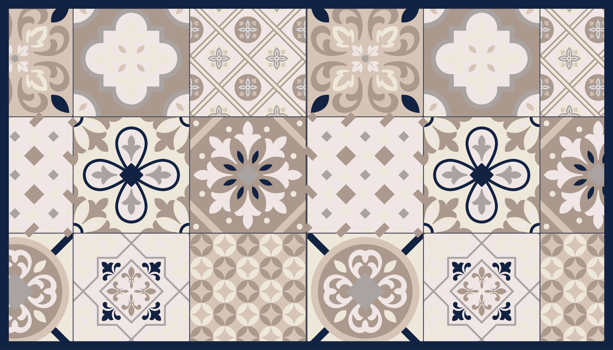 Tapis de cuisine carreaux de ciment beige vintage - TenStickers