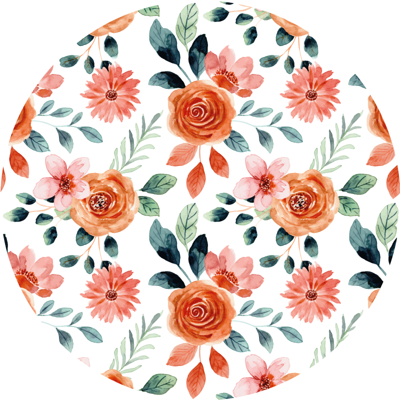 Tapis vinyle entrée cercle de fleurs florales - TenStickers