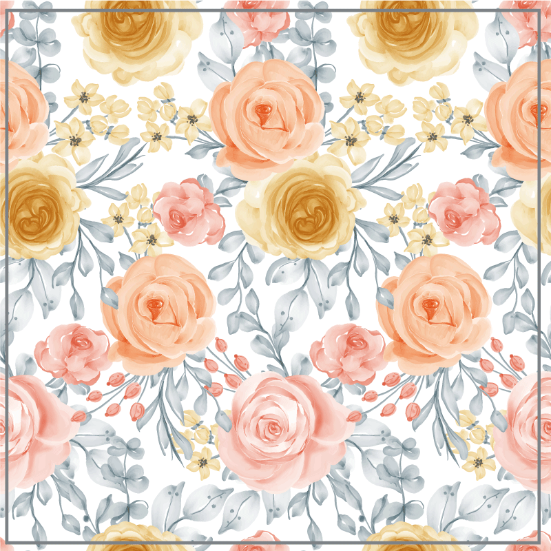 Tapis vinyle plantes nuances de rose floral - TenStickers
