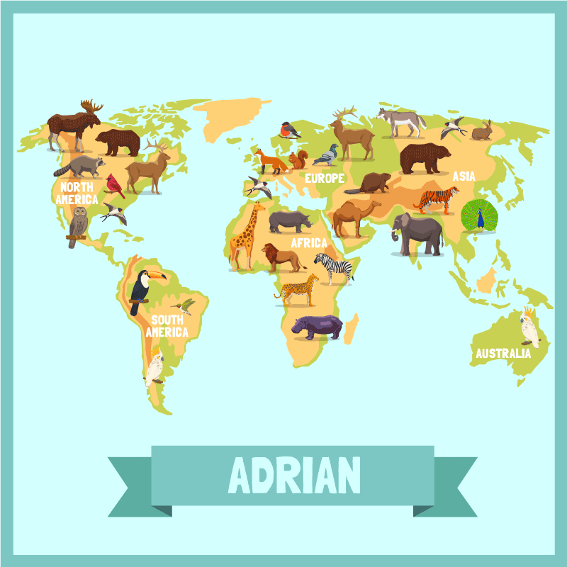 Tapis vinyle personnalisé conception de la faune avec nom - TenStickers