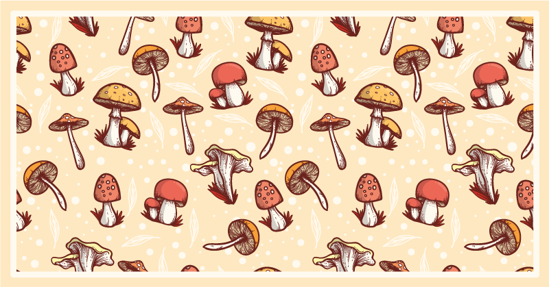 Tapis vinyle nature motif de champignon coloré - TenStickers