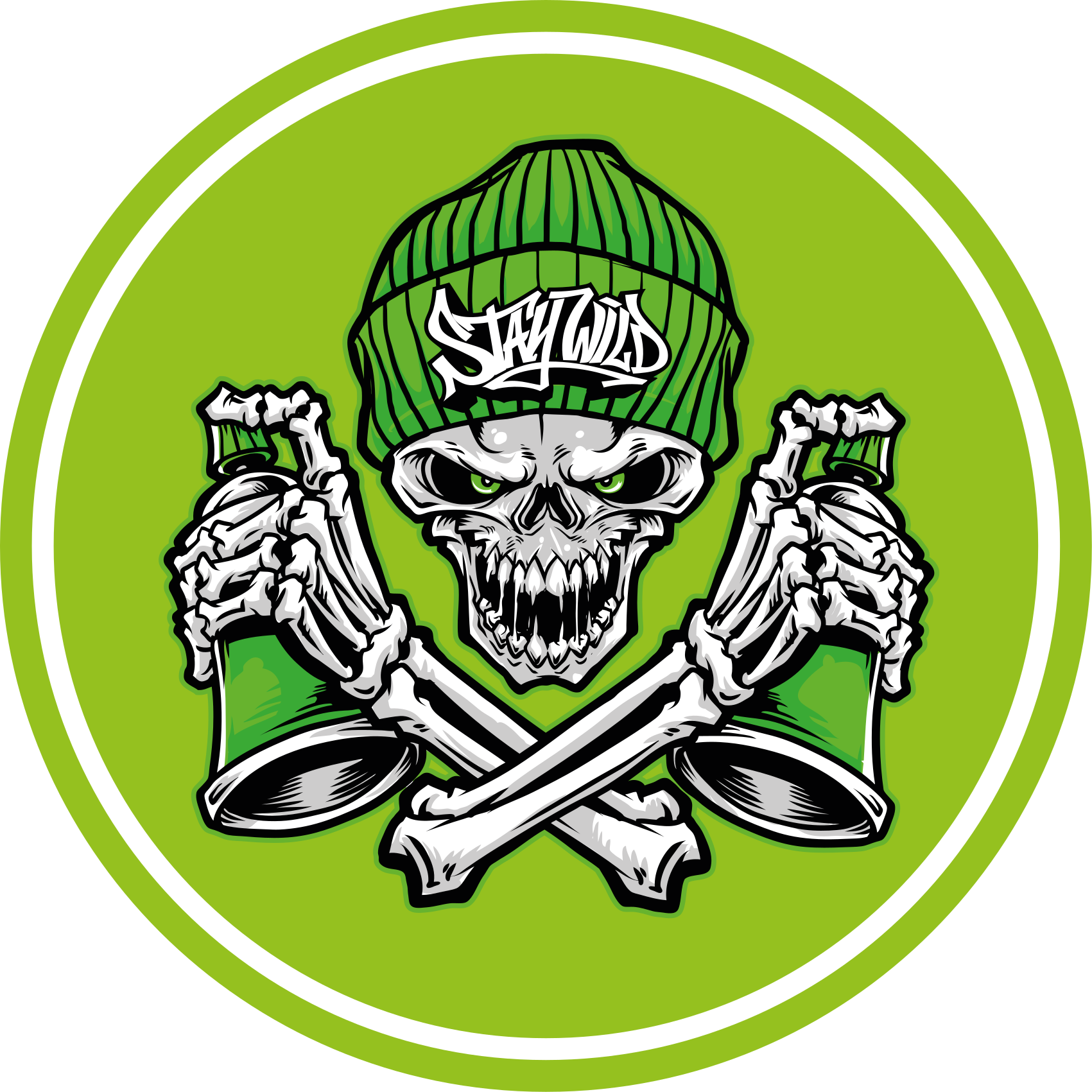 Tapis vinyle rond crâne et boissons - TenStickers