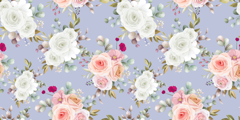 Tapis vinyle plantes motifs de roses élégants - TenStickers