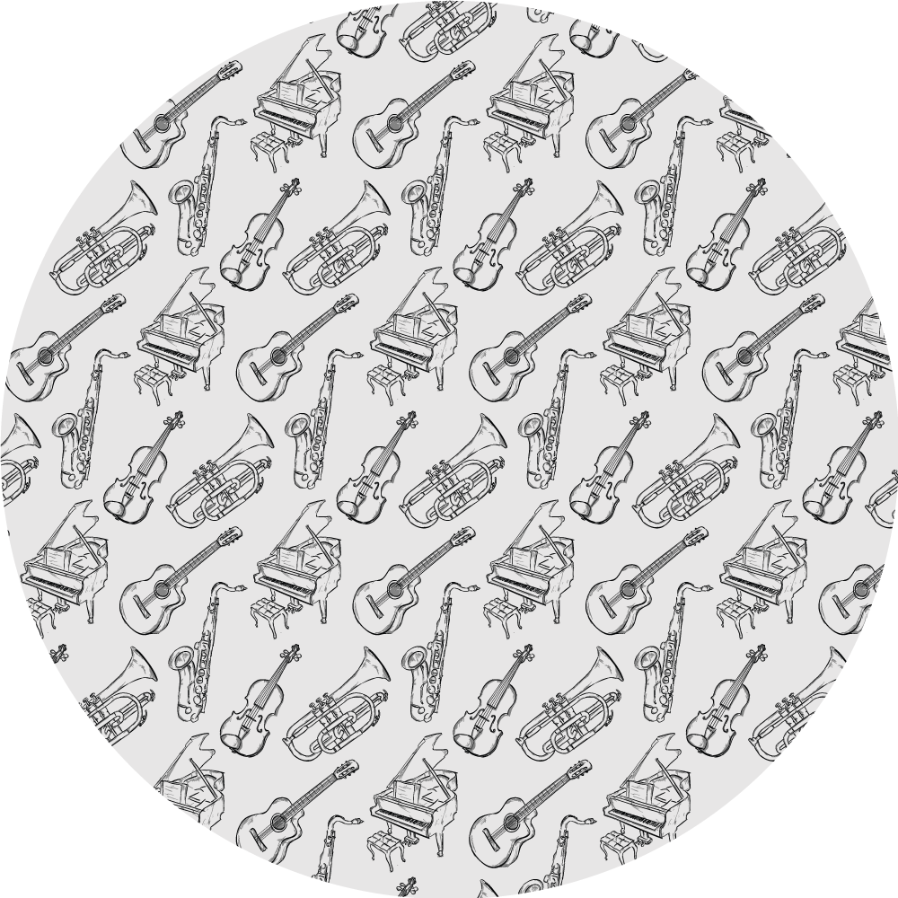 Tapis vinyle rond motif d'instruments de musique - TenStickers