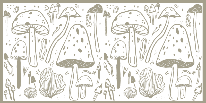 Tapis vinyle plantes croquis de champignons - TenStickers