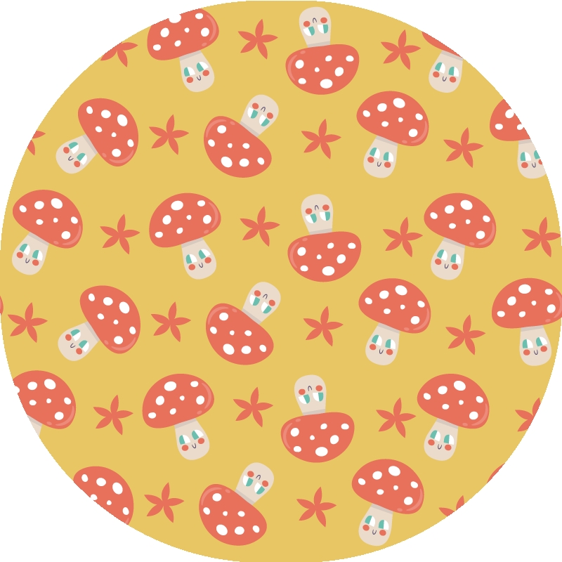 Tapis vinyle rond plaisir des champignons - TenStickers