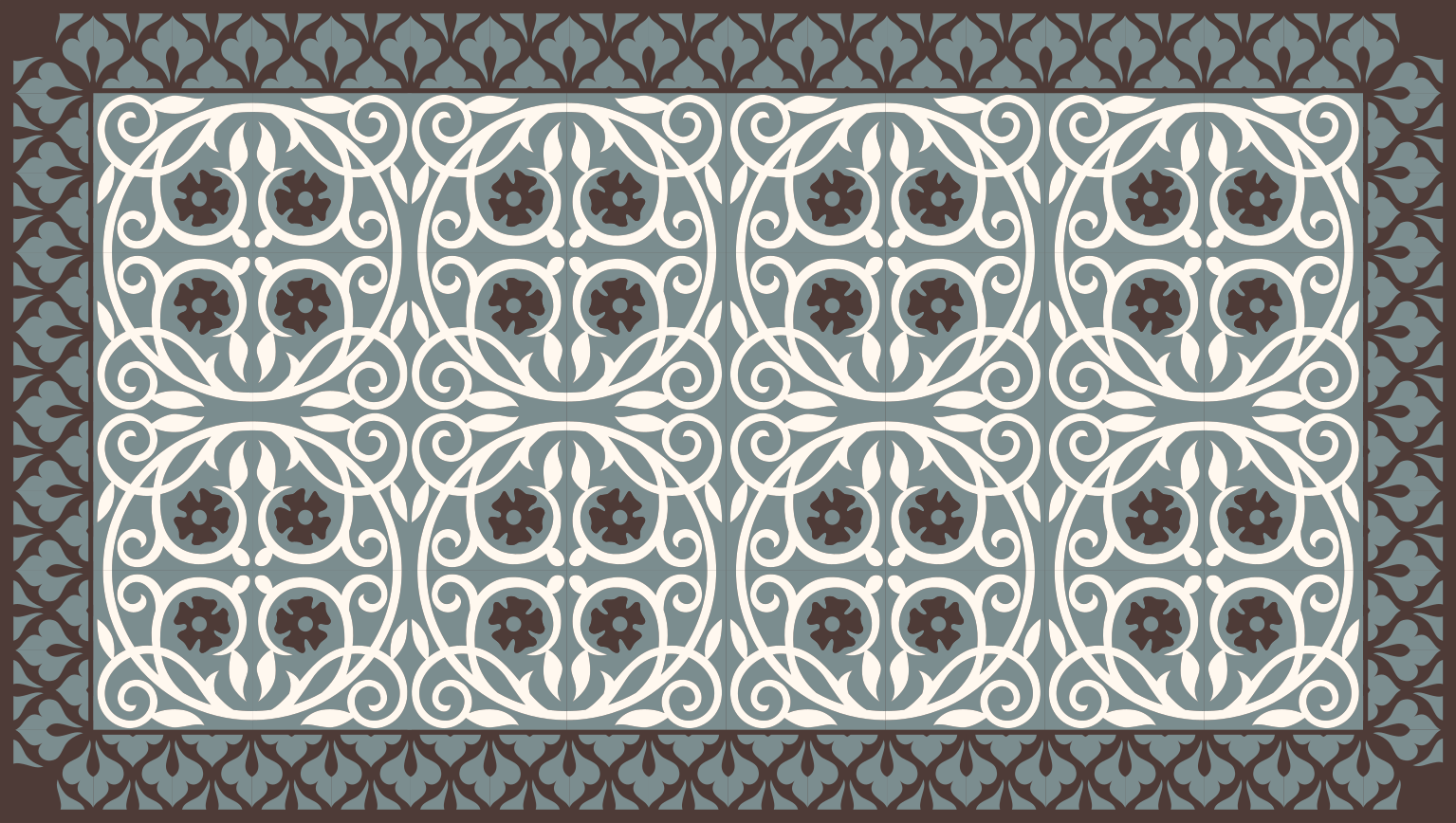 Tapis vinyle cuisine carreaux de ciment classique cercles - TenStickers