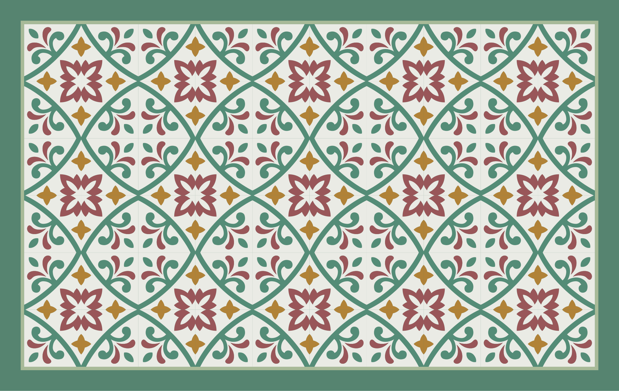 Tapis de cuisine carreaux fleurs jaune rouge et vert - TenStickers