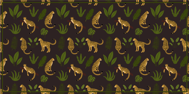 Tapis vinyle motif animal feuillage léopard - TenStickers