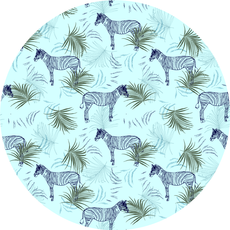 Tapis vinyle animal zèbre et feuilles - TenStickers