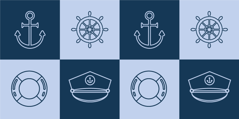 Tapis vinyle carte du monde icônes à thème nautique - TenStickers