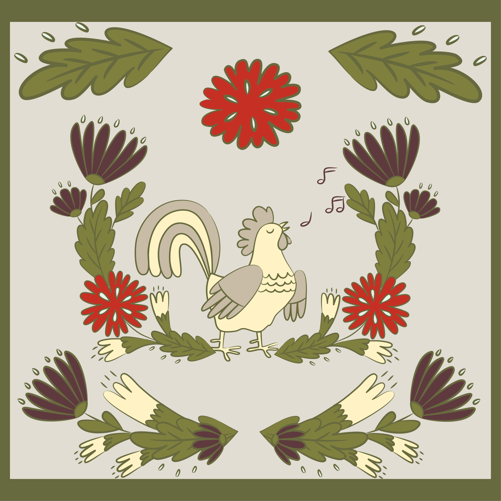 Tapis vinyle animal coq folklorique - TenStickers