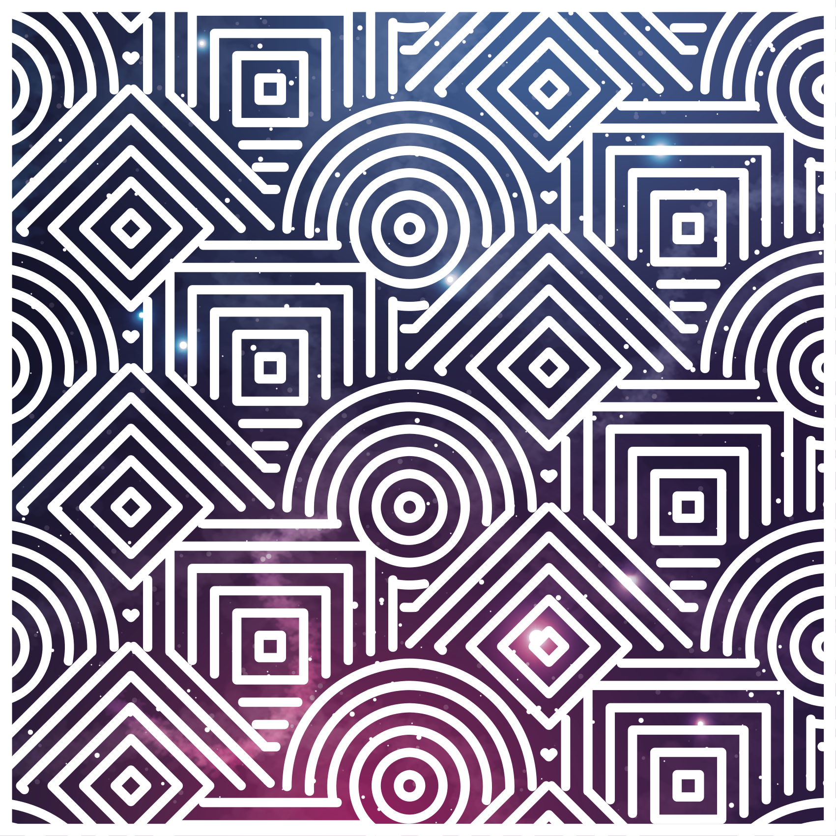 Tapis vinyle géométrique ronds et carrés complexes - TenStickers