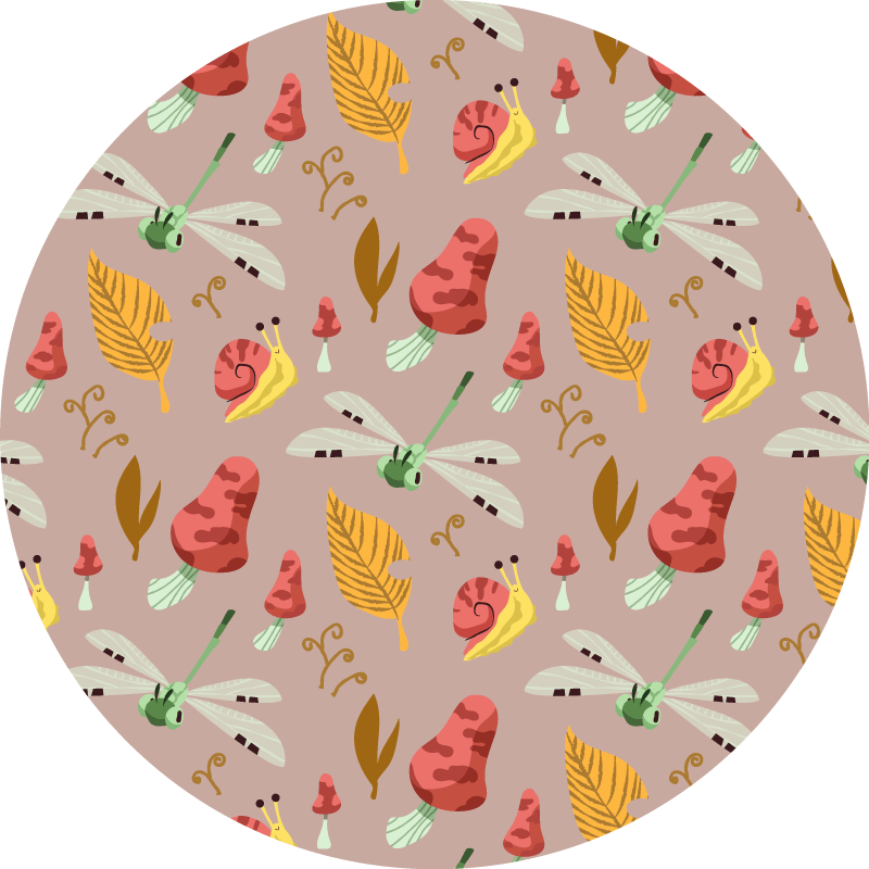Tapis vinyle nature éléments forestiers beiges - TenStickers