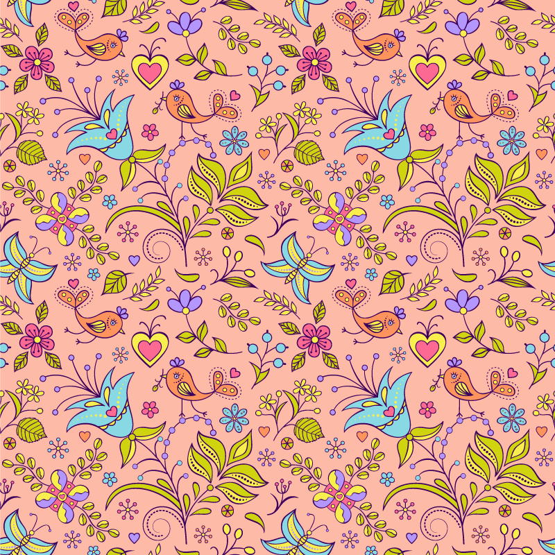 Tapis vinyle plantes motif floral printemps - TenStickers