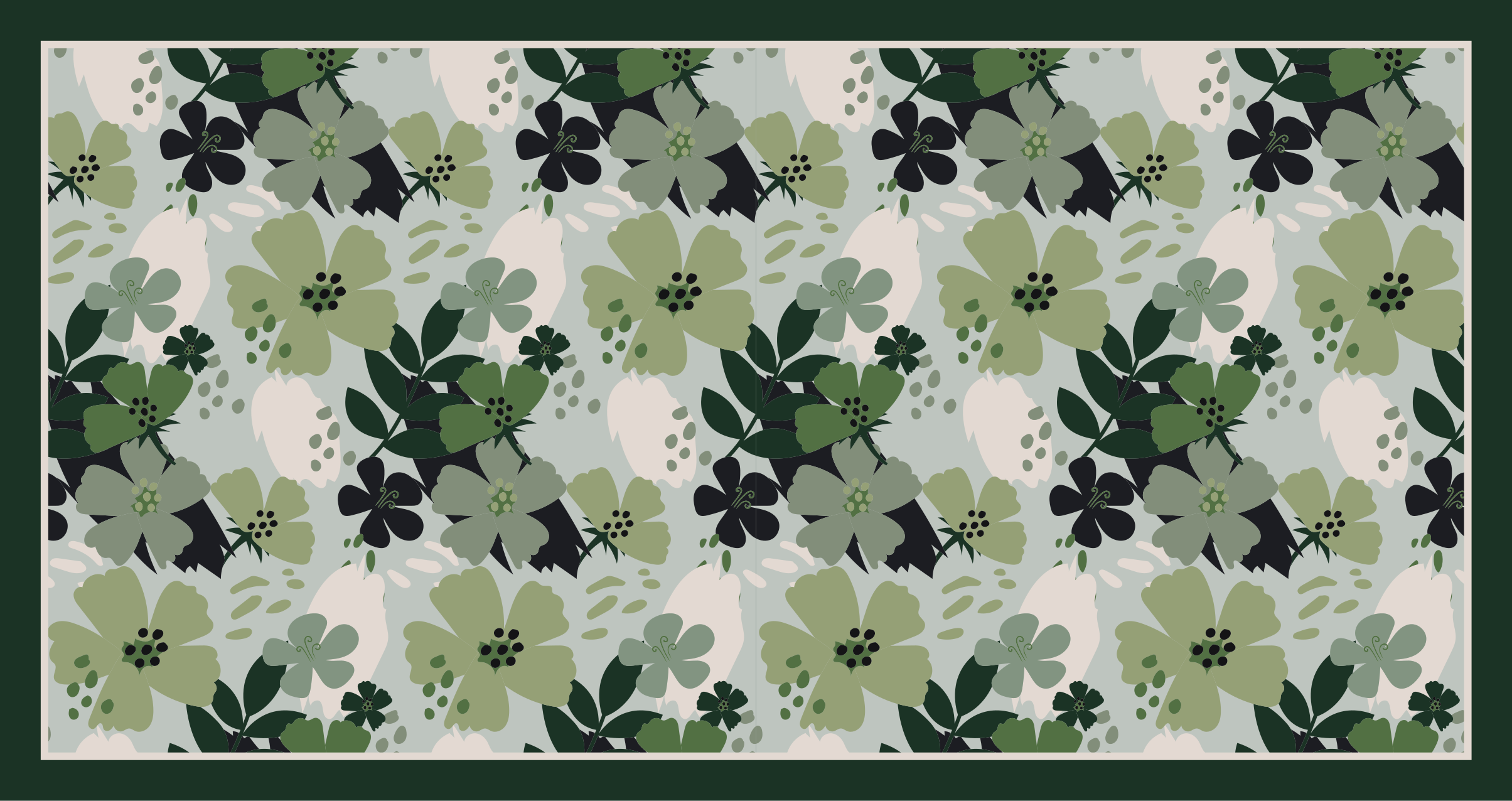 Tapis vinyle plantes motif floral vert - TenStickers