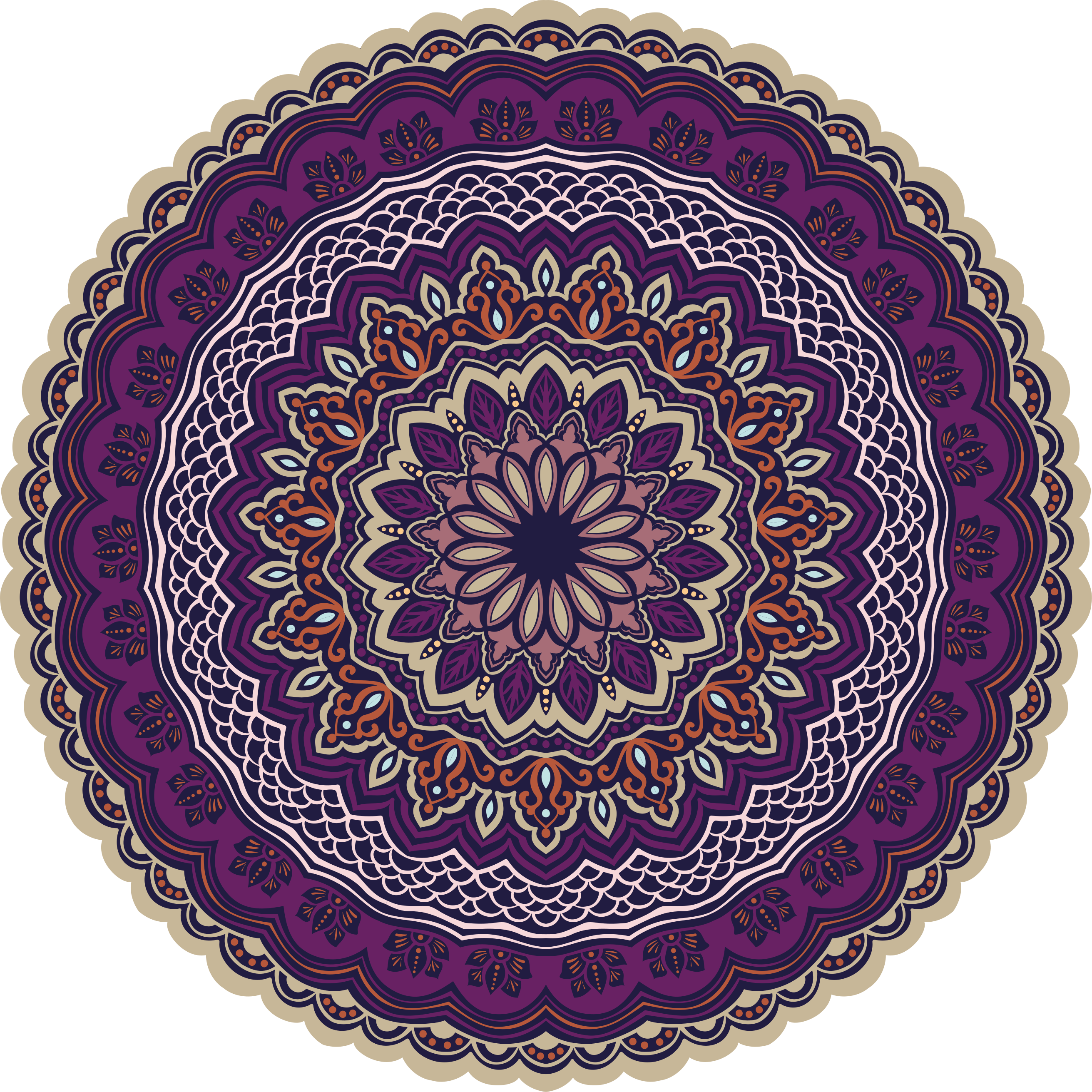 Tapis vinyle mandala design violet vibrant - TenStickers