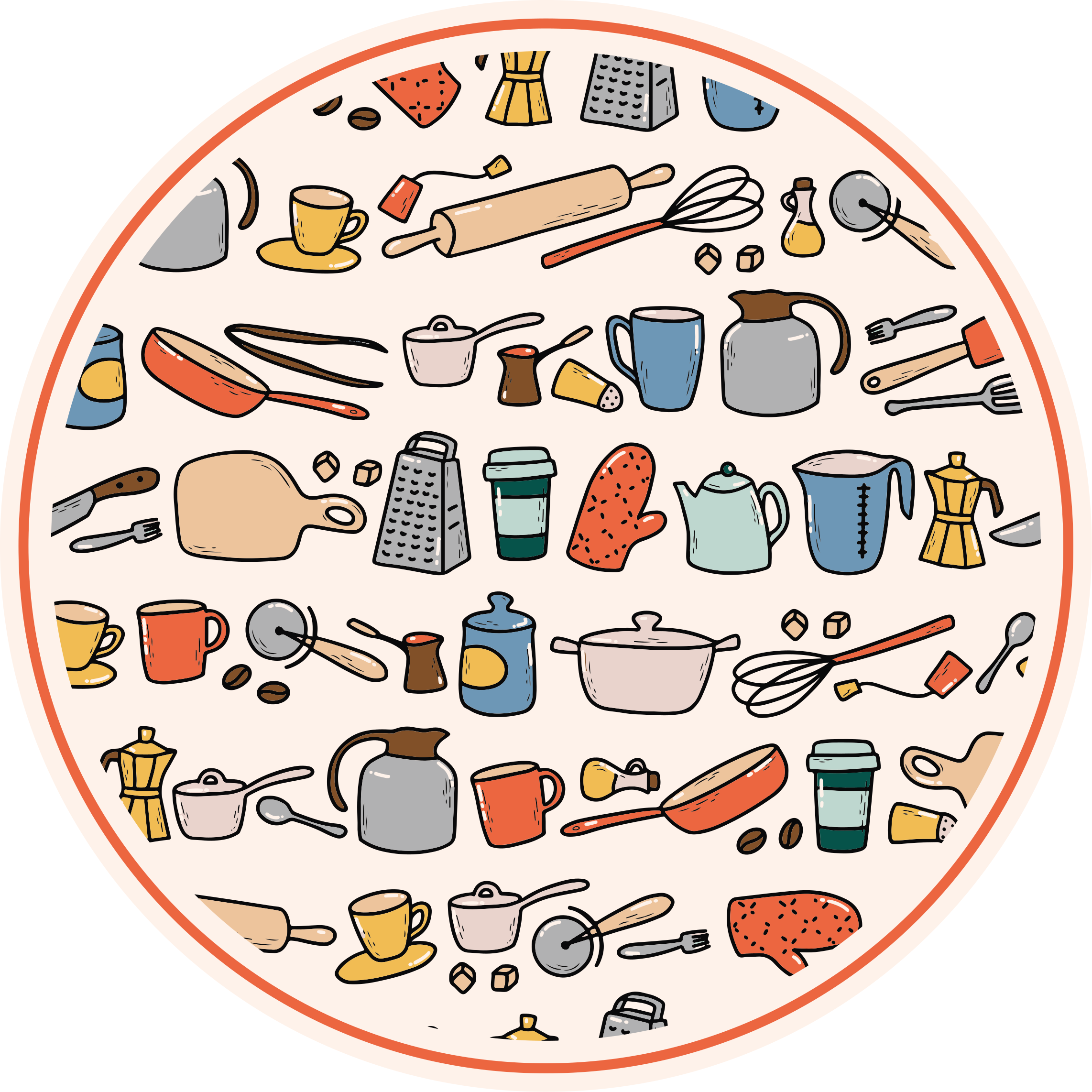 Tapis vinyle cuisine collection d'ustensiles de cuisine - TenStickers