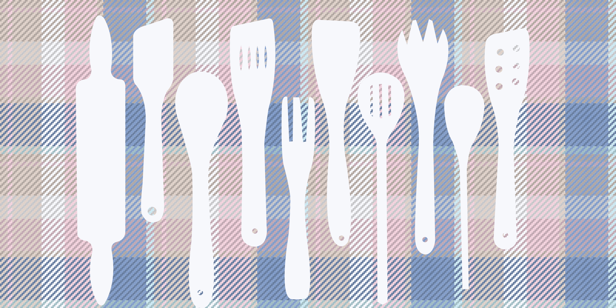 Tapis vinyle cuisine silhouettes d'ustensiles de cuisine - TenStickers