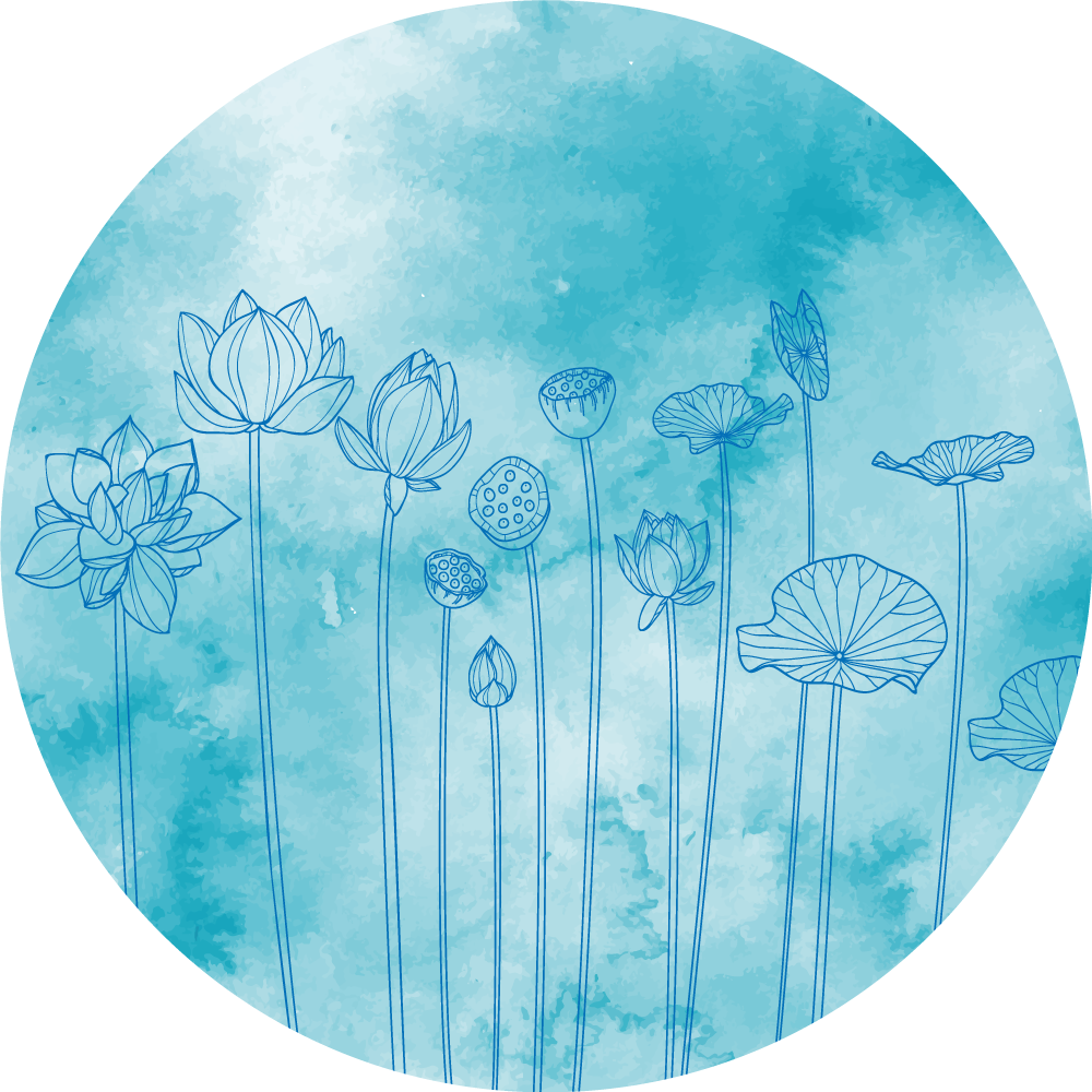 Tapis vinyle plantes éclaboussures de lotus bleu - TenStickers
