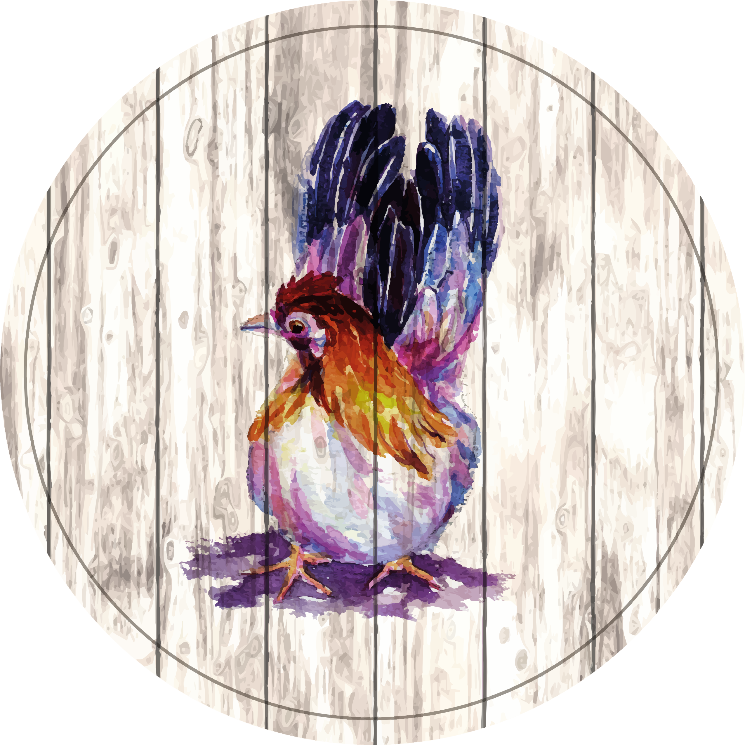 Tapis vinyle motif animal poule colorée charmante - TenStickers