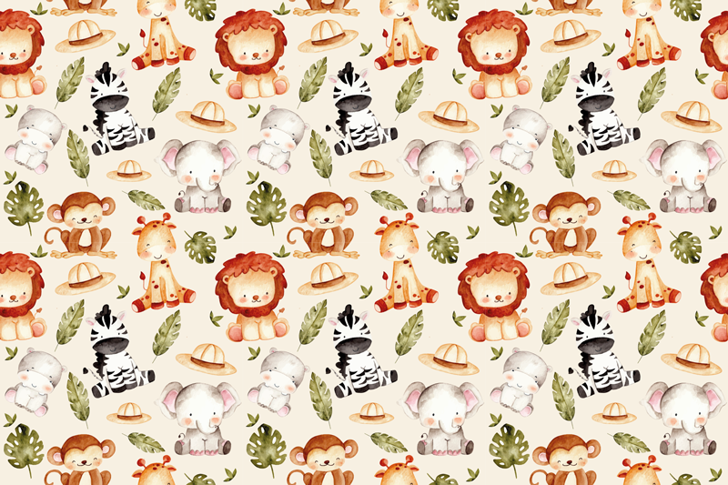 Tapis vinyle bébé animaux de safari mignons - TenStickers