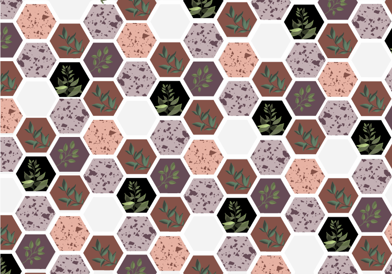 Tapis vinyle nature motif de feuille hexagonale - TenStickers