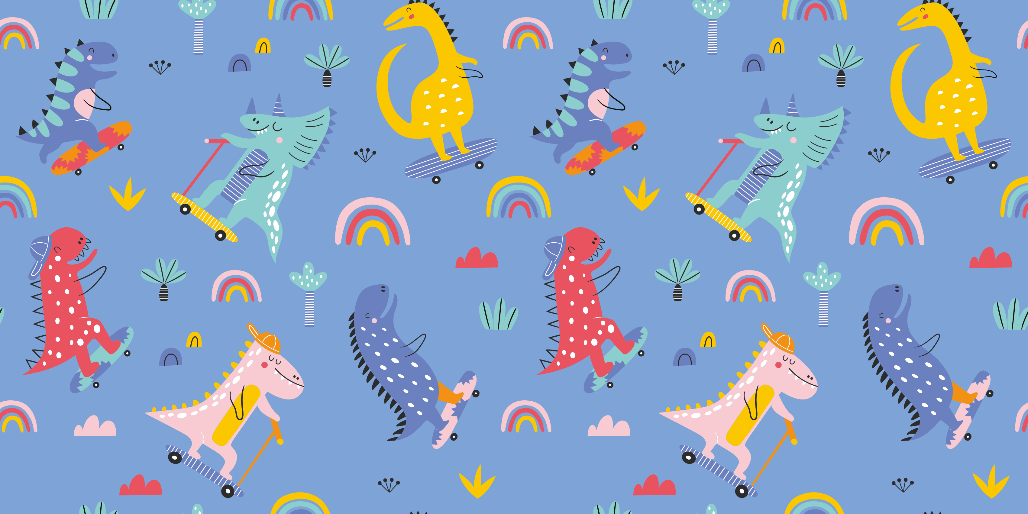 Tapis vinyle pour enfants aventure colorée de dinosaures - TenStickers
