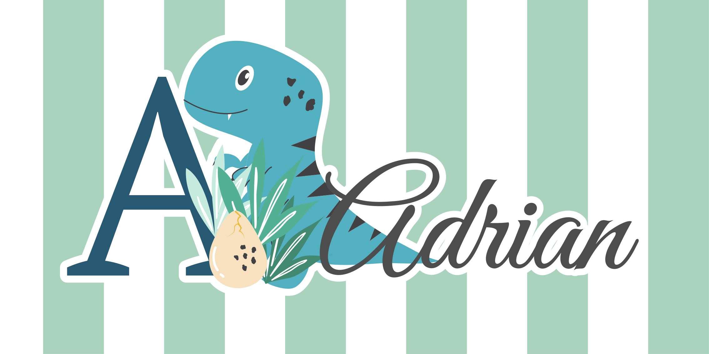 Tapis vinyle bébé rex avec initiale et prénom - TenStickers