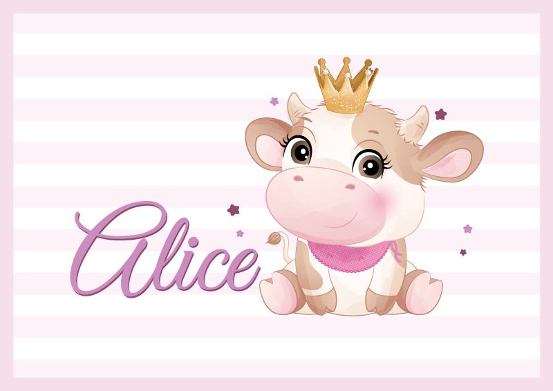 Tapis vinyle personnalisé vache mignonne - TenStickers