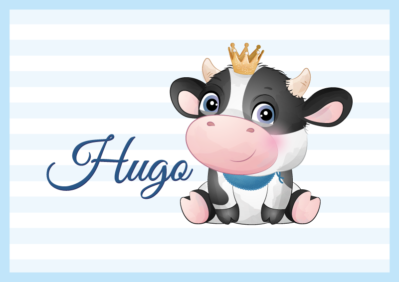 Tapis vinyle bébé vache personnalisée avec prénom - TenStickers