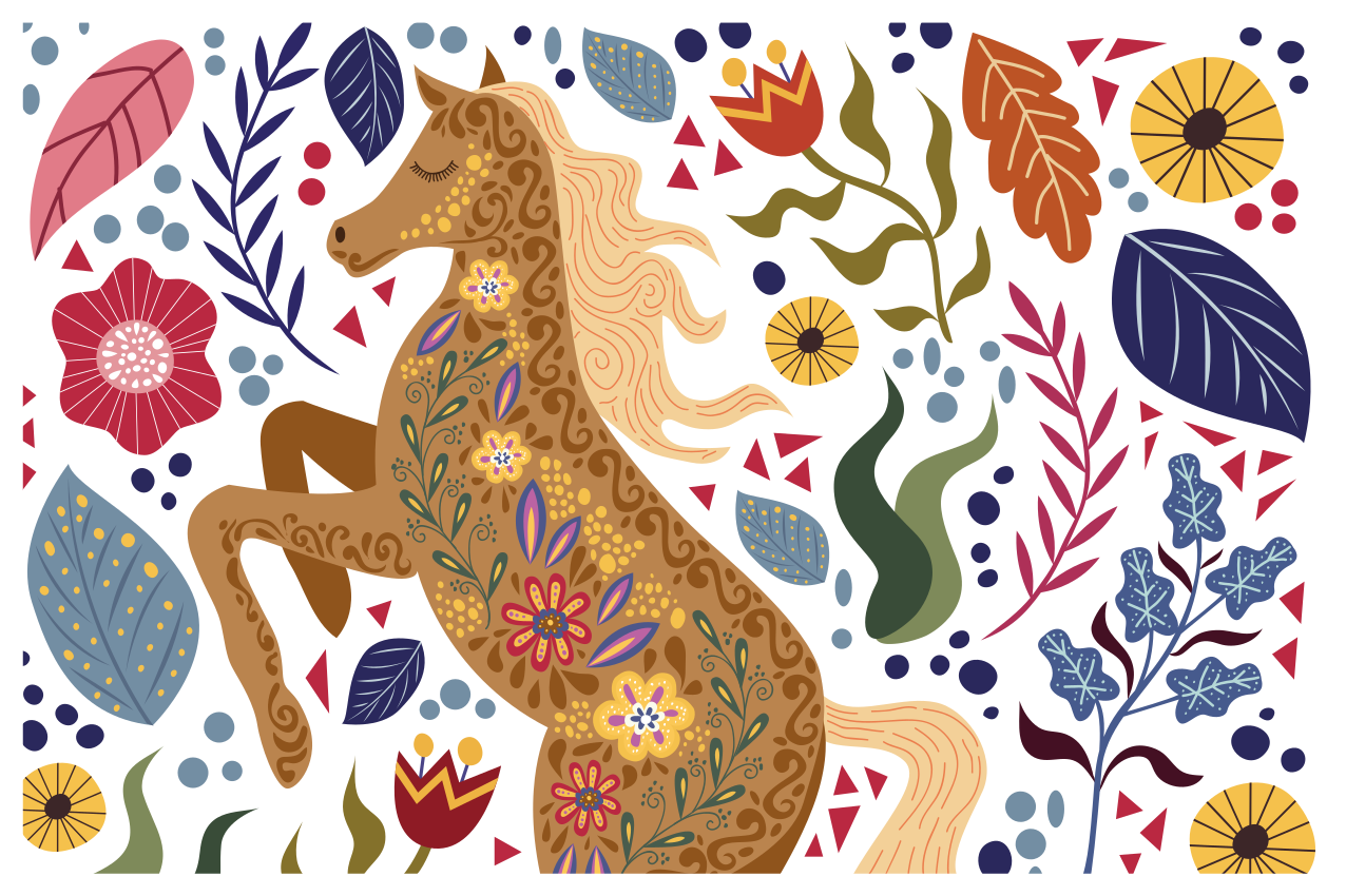 Tapis vinyle animal œuvre de cheval majestueux - TenStickers