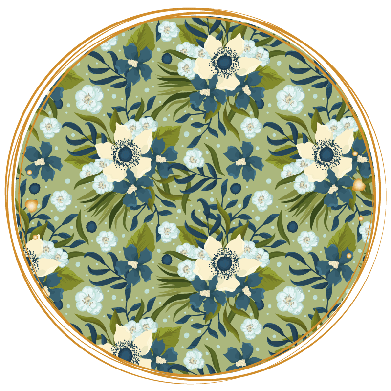 Tapis vinyle plantes motif rond et florissant - TenStickers
