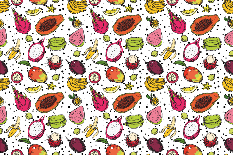 Tapis vinyle plantes motif fruits tropicaux - TenStickers