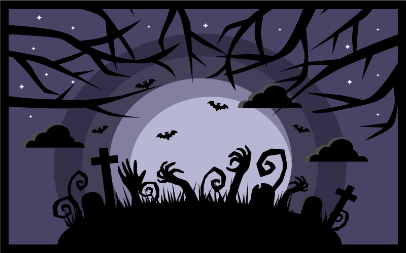 Tapis vinyle pour halloween scène de cimetière effrayante - TenStickers