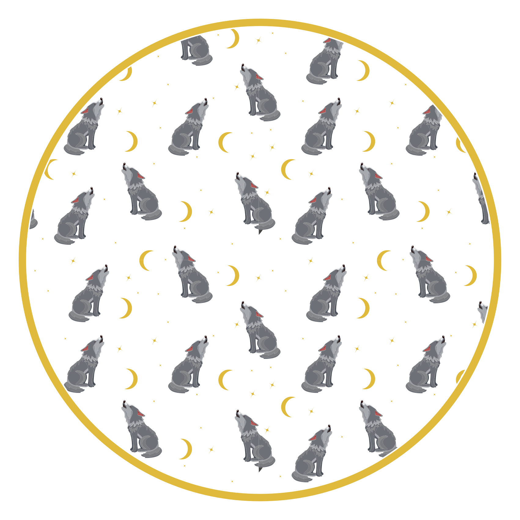 Tapis vinyle motif animal lune de loup - TenStickers