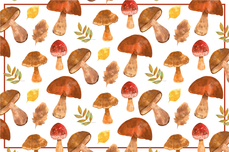 Tapis vinyle nature champignon et feuille - TenStickers