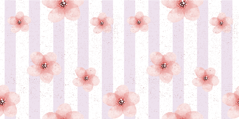 Tapis vinyle plantes rayures roses - TenStickers