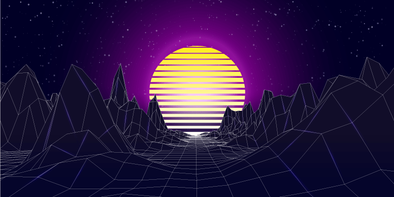 Tapis vinyle design moderne paysage rétro futuriste - TenStickers