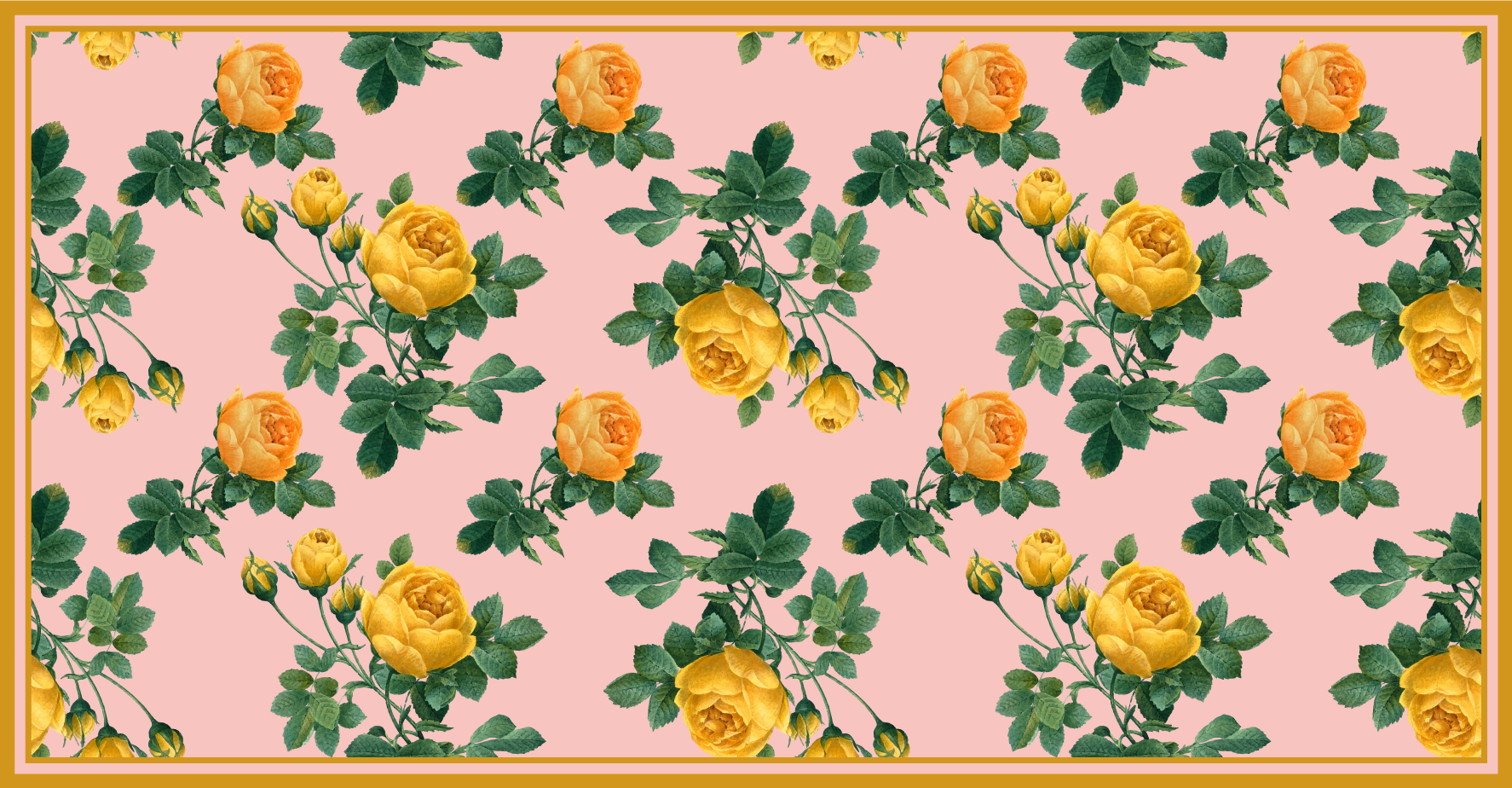 Tapis vinyle plantes rose jaune botanique - TenStickers