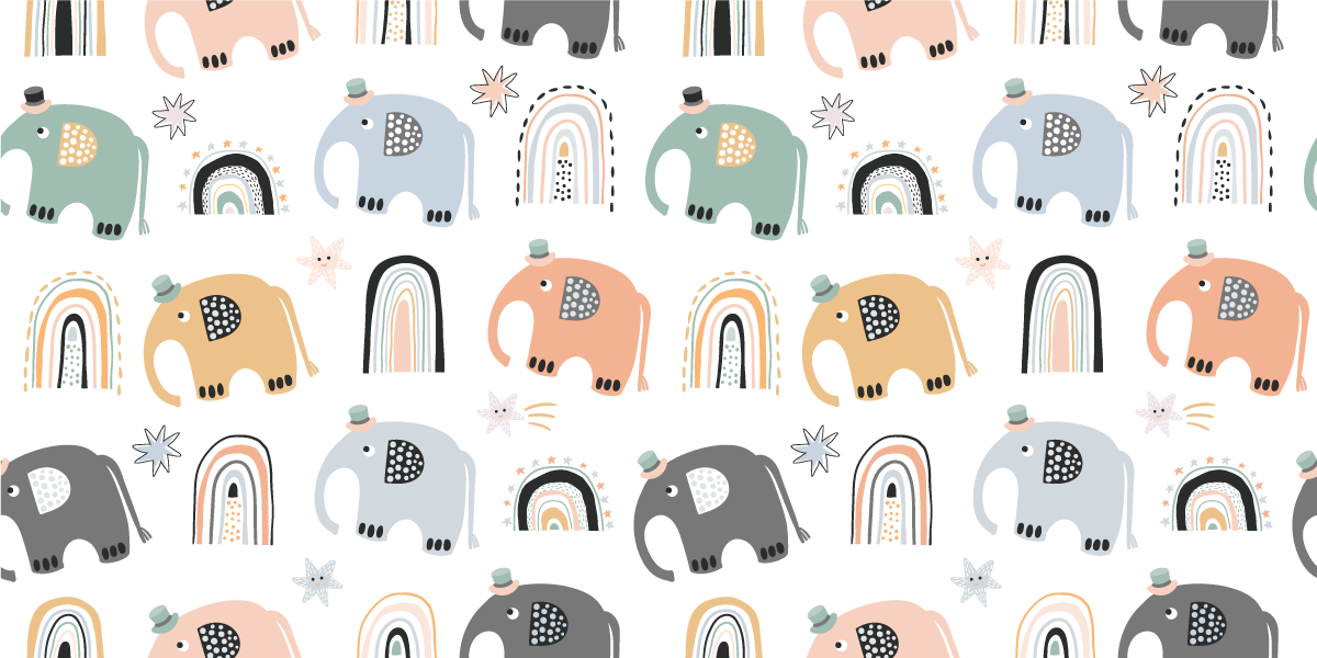 Tapis vinyle bébé charmant défilé d'éléphants - TenStickers